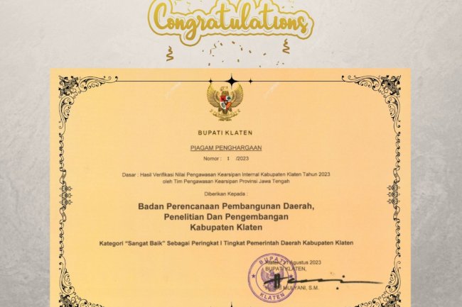 Bappedalitbang Sabet Juara I Pengawasan Kearsipan Tahun 2023