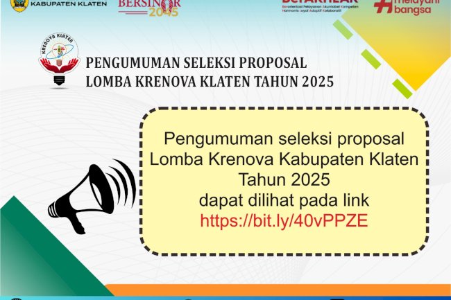 PENGUMUMAN SELEKSI PROPOSAL LOMBA KRENOVA KABUPATEN KLATEN