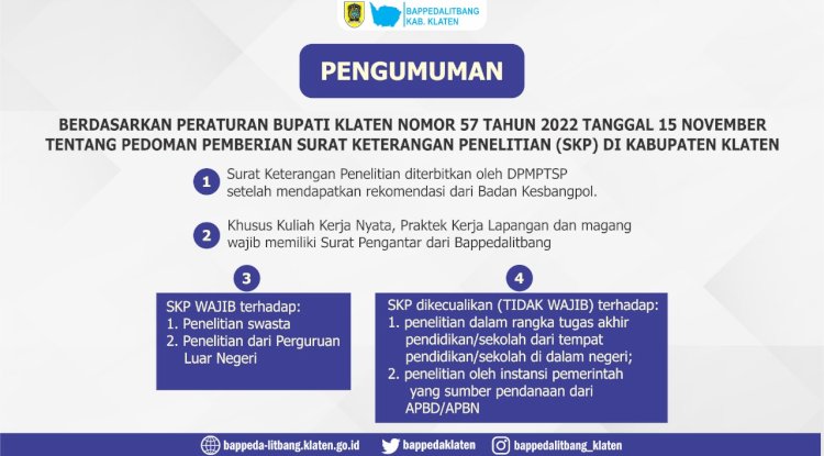 PENGUMUMAN SURAT KETERANGAN PENELITIAN