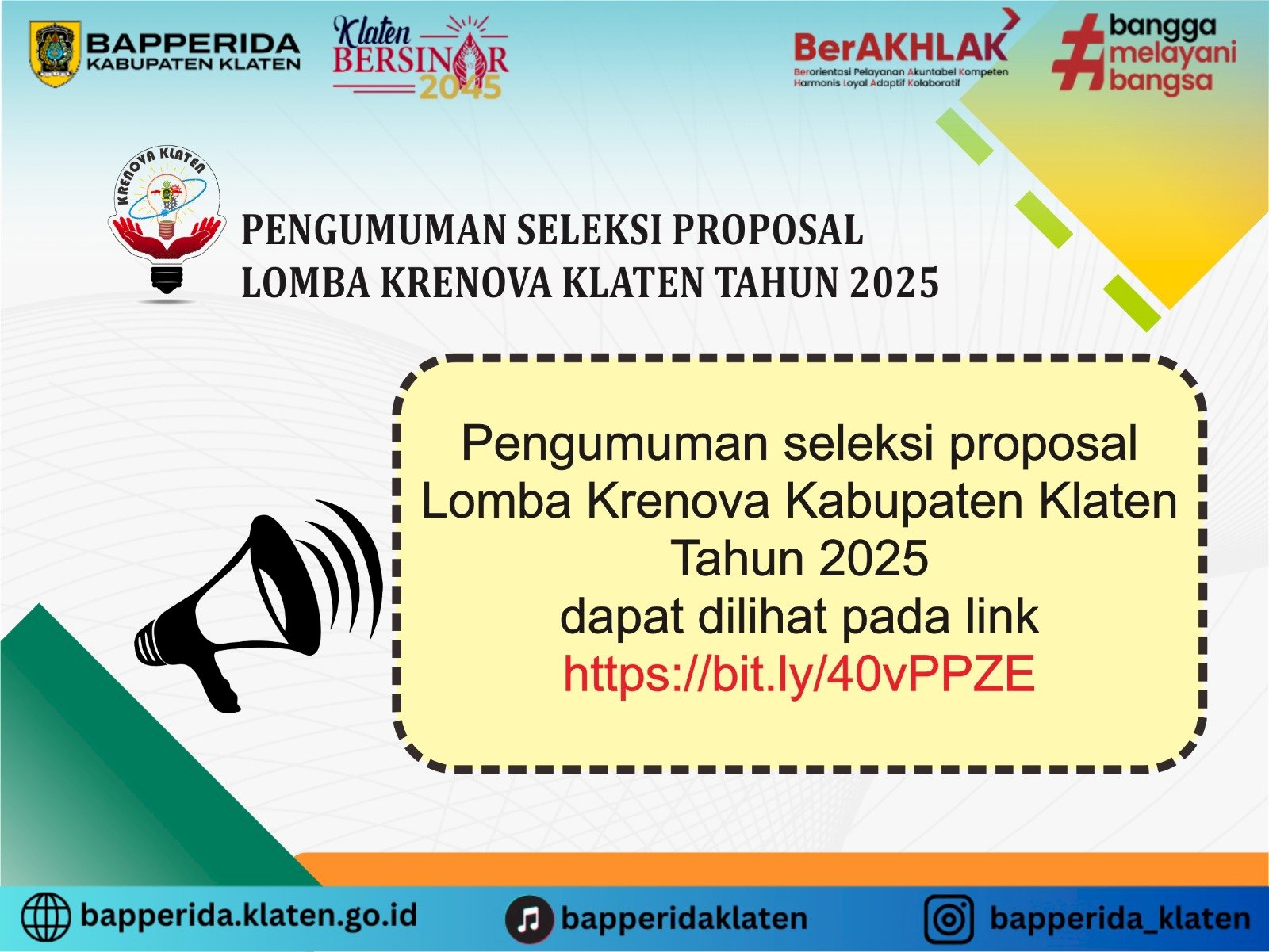 PENGUMUMAN SELEKSI PROPOSAL LOMBA KRENOVA KABUPATEN KLATEN