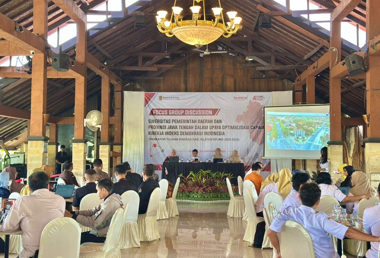 OPTIMALKAN CAPAIAN INDEKS DEMOKRASI , PEMKAB KLATEN GELAR FGD  SINERGITAS BERSAMA PEMPROV JATENG